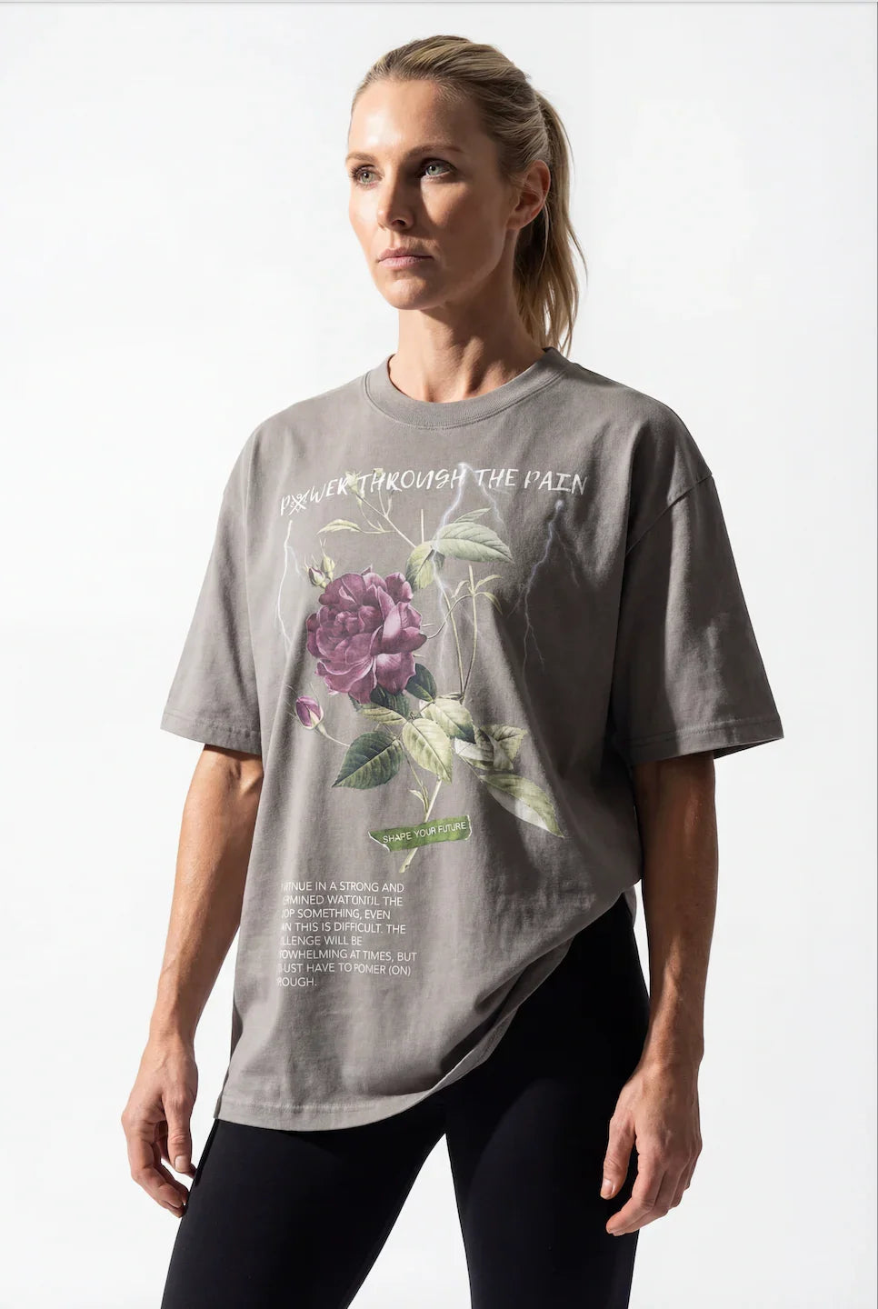 POWER THROUGH THE PAIN “PREMIUM VINTAGE” OVERSIZED TEE IN GREY