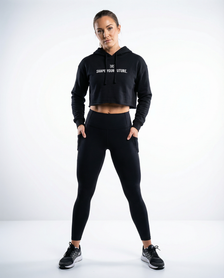 GRAPHIC CROP HOODIE - BLACK