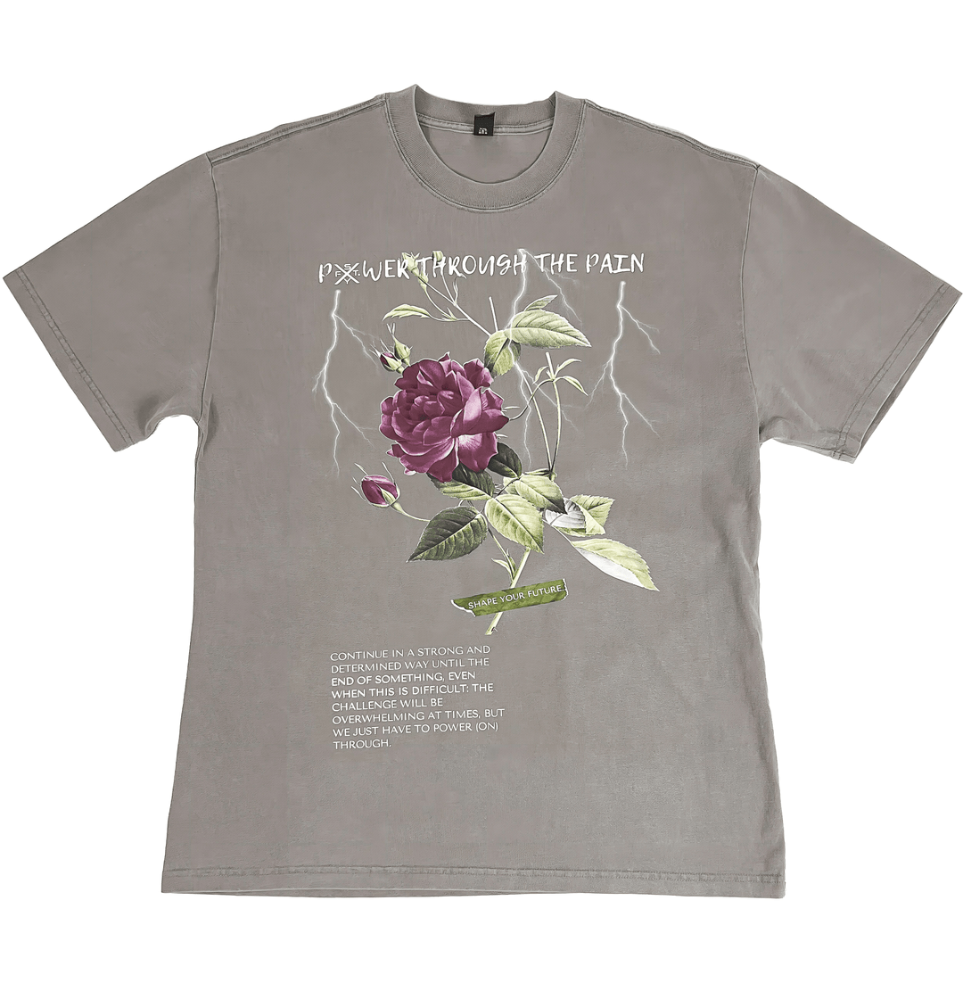 POWER THROUGH THE PAIN “PREMIUM VINTAGE” OVERSIZED TEE IN GREY