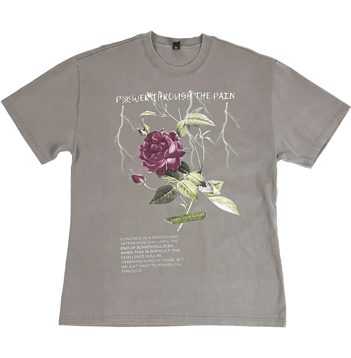 POWER THROUGH THE PAIN “PREMIUM VINTAGE” OVERSIZED TEE IN GREY