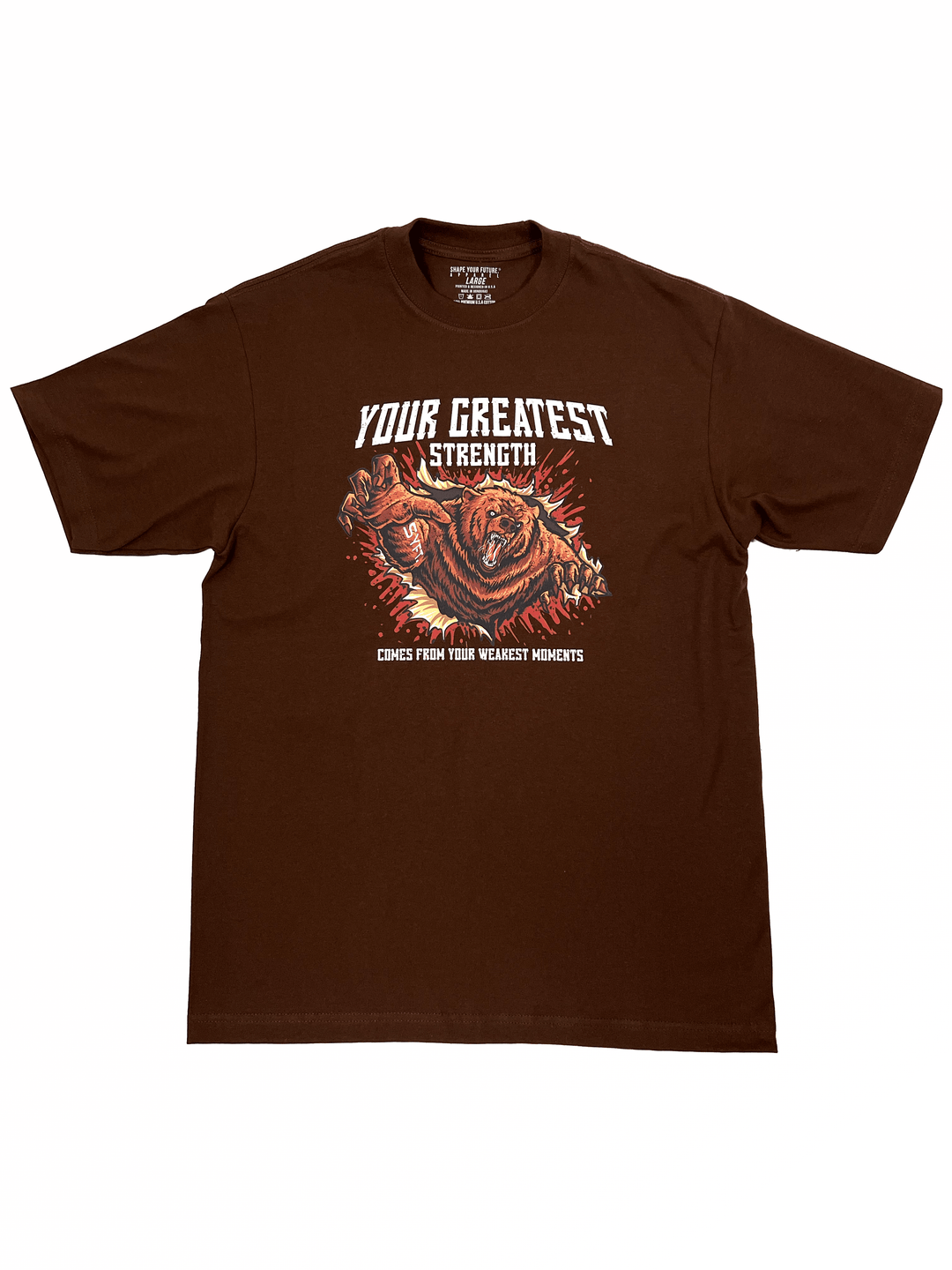 GREATEST STRENGTH TEE - BROWN - Shape Your Future. Apparel
