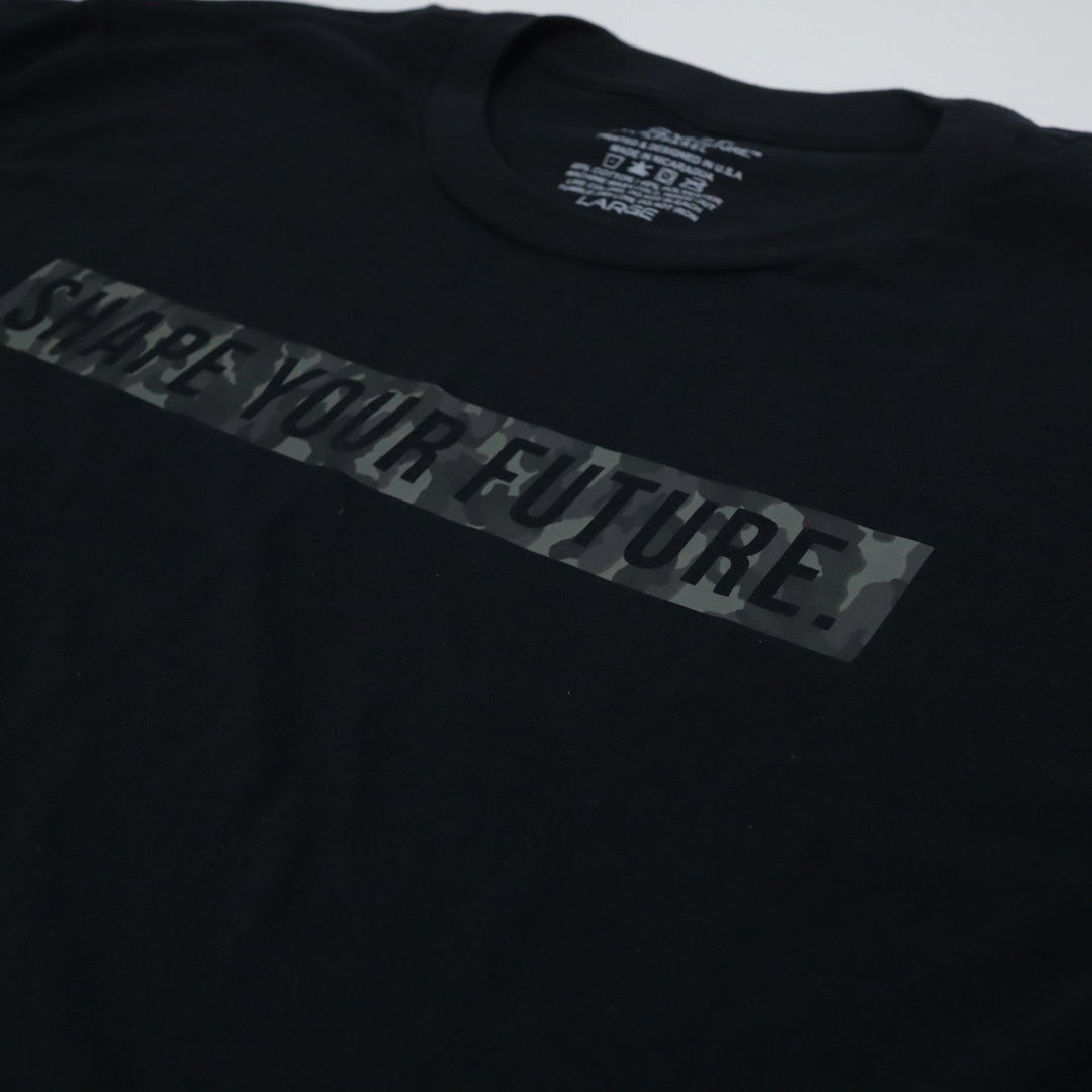 CAMO PRINT BLOCK INFILL TEE - BLACK - Shape Your Future. Apparel