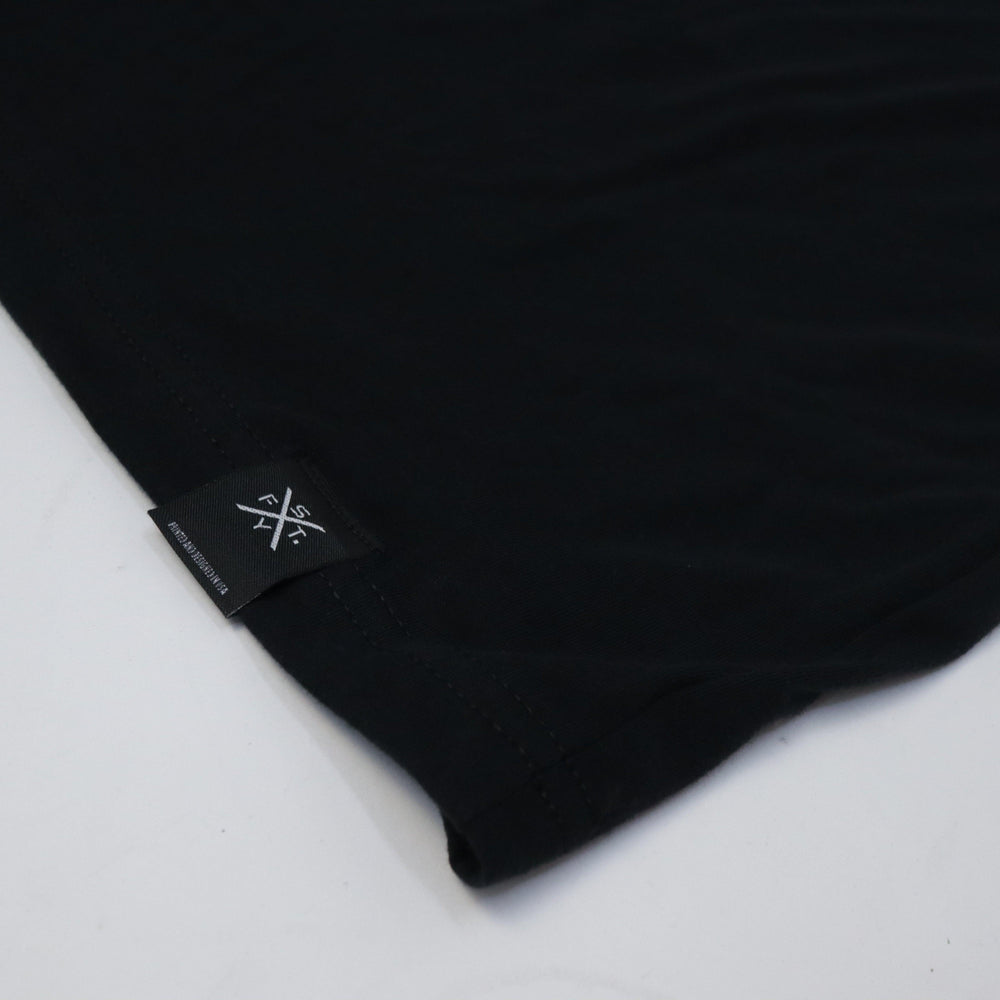LINEN PRINT BLOCK INFILL TEE - BLACK - Shape Your Future. Apparel