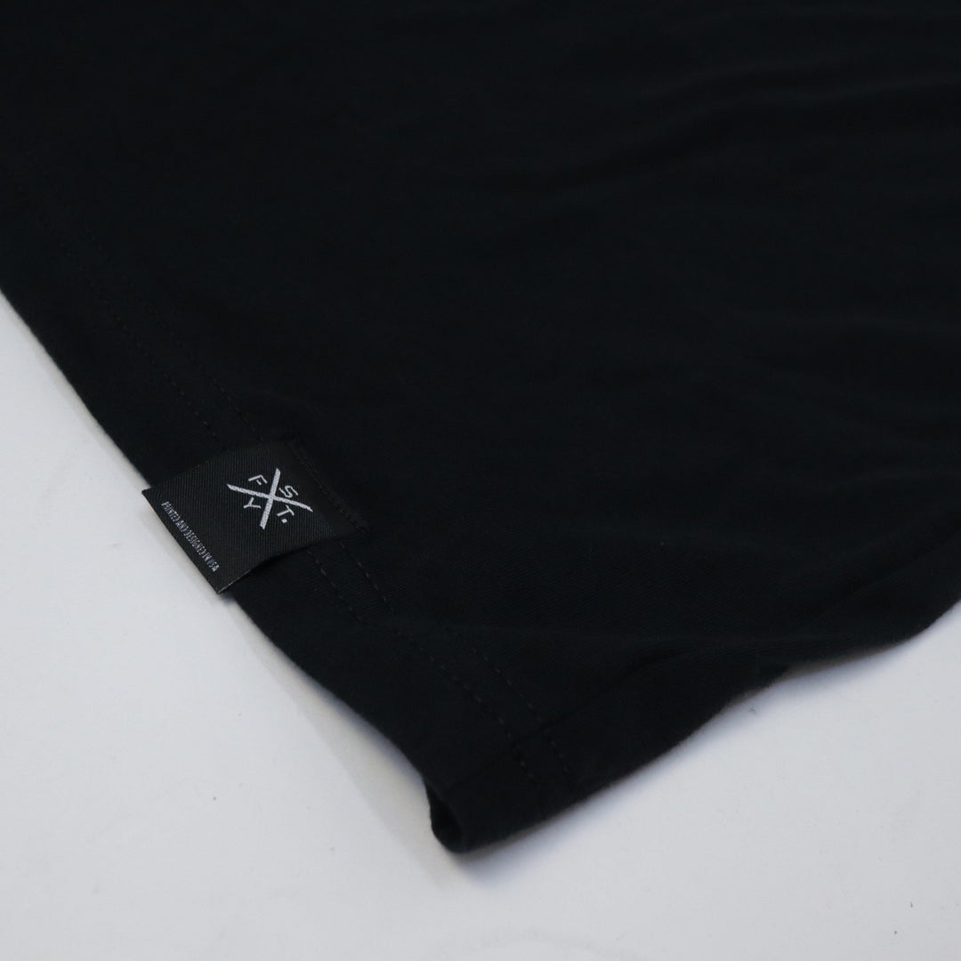 LINEN PRINT BLOCK INFILL TEE - BLACK - Shape Your Future. Apparel