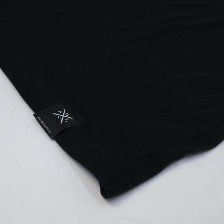 LINEN PRINT BLOCK INFILL TEE - BLACK - Shape Your Future. Apparel