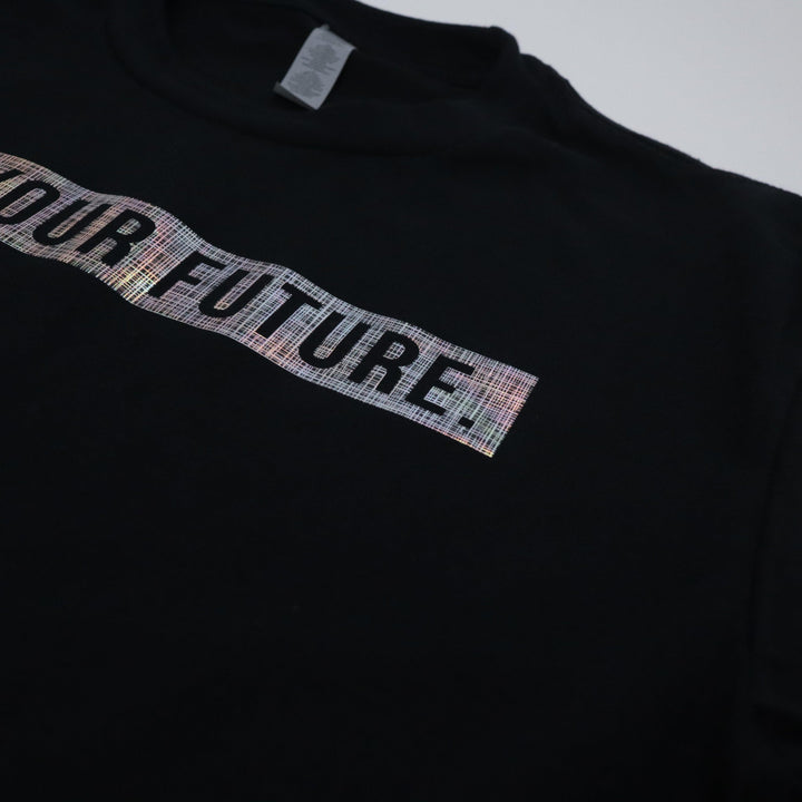 LINEN PRINT BLOCK INFILL TEE - BLACK - Shape Your Future. Apparel