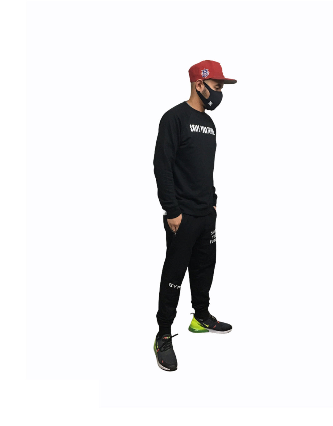 GLOW IN THE DARK SYFT LOGO FACE MASK - BLACK - Shape Your Future. Apparel